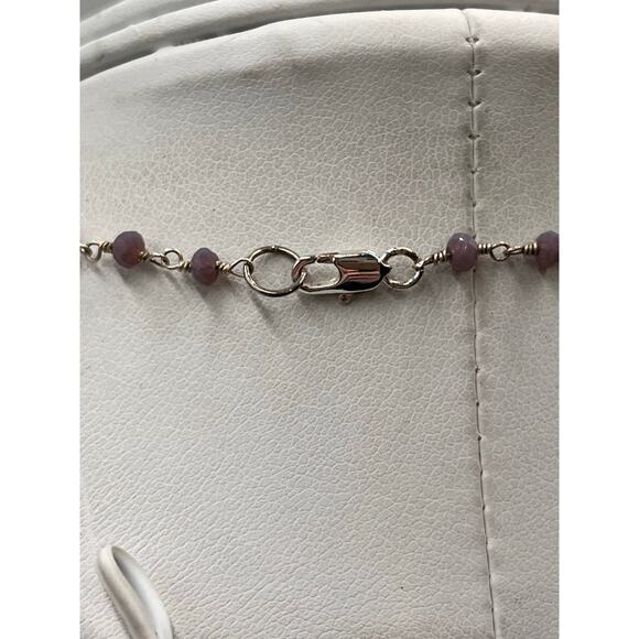 Sterling Silver White Freshwater Pearl Amethyst Beaded Single strand Necklace - Picture 6 of 11